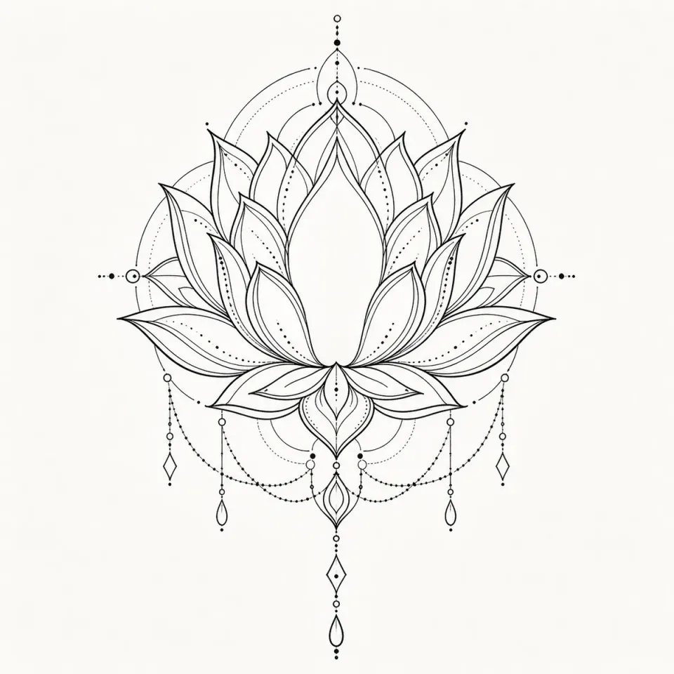 Fine-line lotus stencil-style planning result